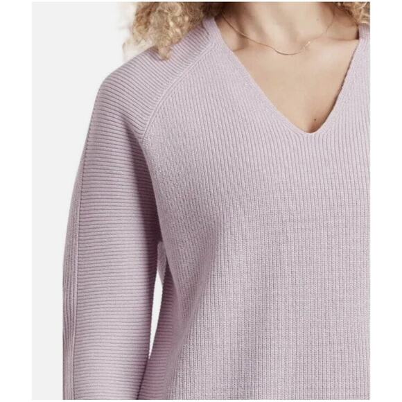Athleta Hanover V-Neck Merino Wool Blend Lavender Sweater Women Sz S - Picture 12 of 13